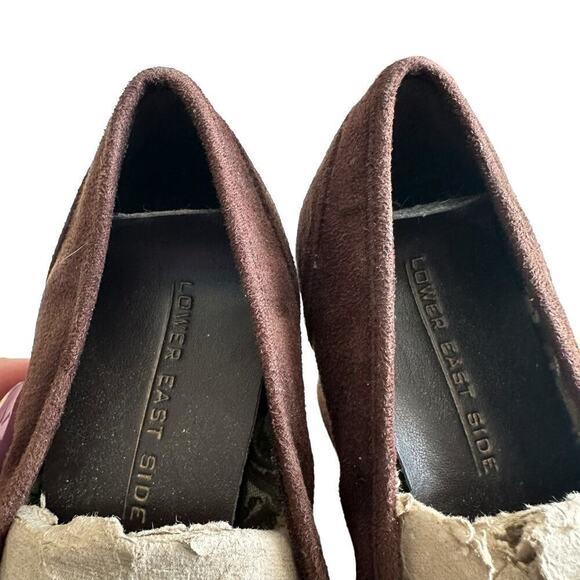 Vintage Lower‎ East Side Suede Wedge Women's 6.5 Brown Y2K Buckle Boho Chunky - Picture 5 of 8
